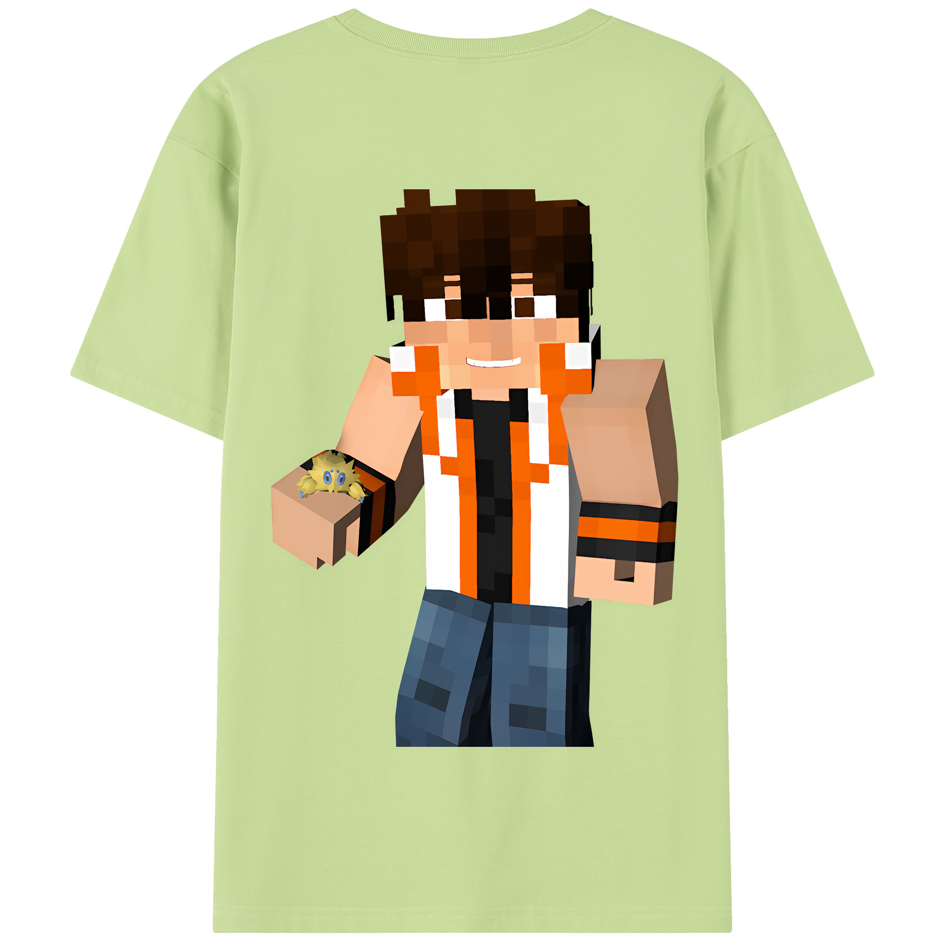 （画像用） マインクラフト ブロックの世界 Minecraft MC Block world 綿100％半袖Tシャツ（背面プリント）